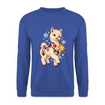 Lama Lichterzauber Festdeko - Unisex Pullover - Royalblau - Vorne - Alina (178cm) & Michal (187cm)