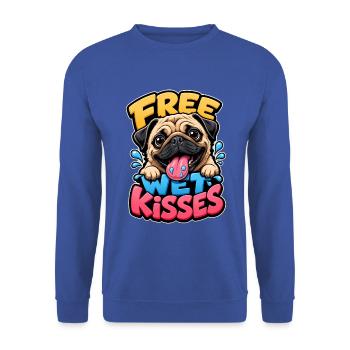Mops - Unisex Pullover - Royalblau - Vorne - Alina (178cm) & Michal (187cm)