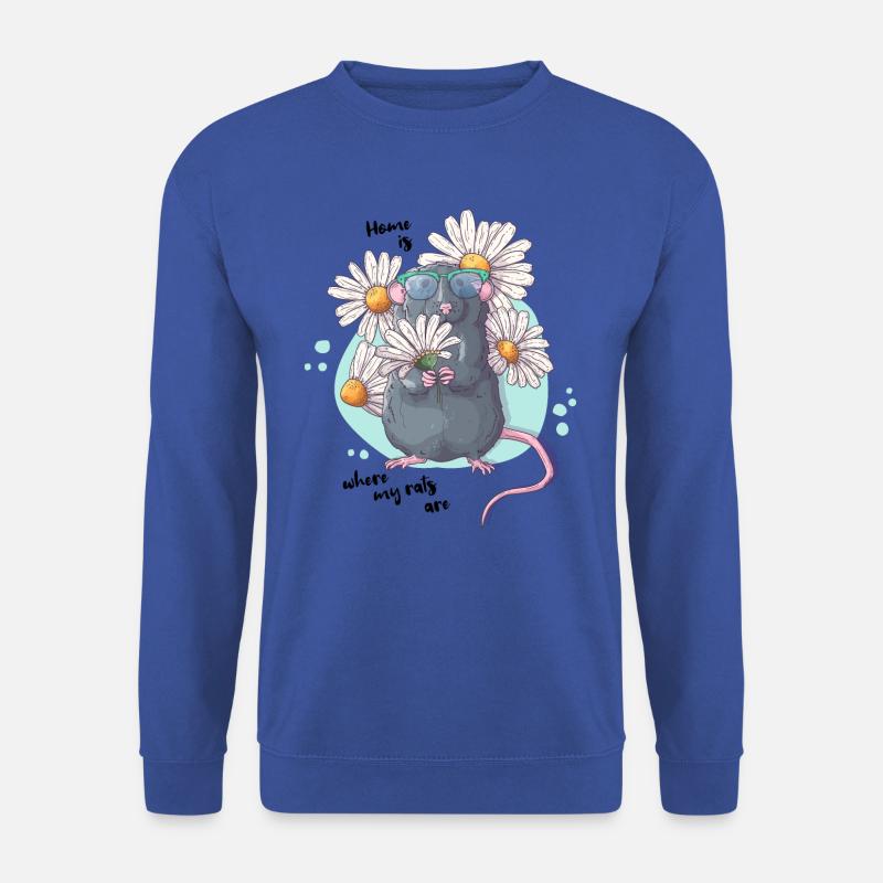 Süße Ratte mit Blümchen | Lustiger Spruch - Unisex Pullover - Royalblau