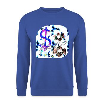 For me $ - Club WoW - Unisex Pullover - Royalblau - Vorne - Alina (178cm) & Michal (187cm)