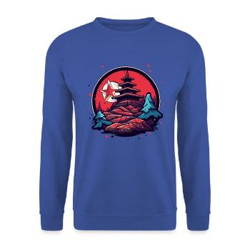Des étoiles, des montagnes et un temple japonais - Sweat-shirt Unisexe - bleu royal - Devant - Alina (178cm) & Michal (187cm)