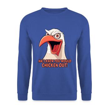 HA! JE SAVAIS QUE TU TE DÉROBERAIS, ESPÈCE D’OISEAU - Sweat-shirt Unisexe - bleu royal - Devant - Alina (178cm) & Michal (187cm)