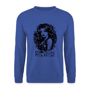 Klassische Damen Werbung, trink prickelig - Unisex Pullover - Royalblau - Vorne - Alina (178cm) & Michal (187cm)