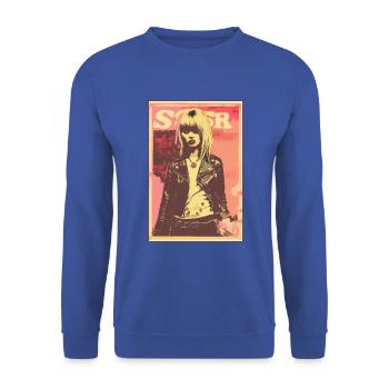 Affiche vintage : Punk Rock Blonde Girl des années 80 - Sweat-shirt Unisexe - bleu royal - Devant - Alina (178cm) & Michal (187cm)