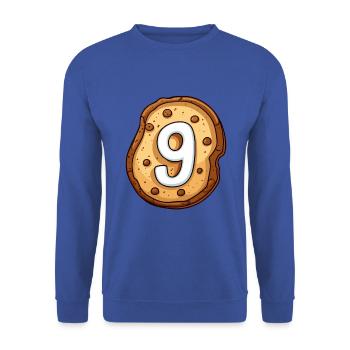 Geburtstags Keks für Neunjährige Kinder - Unisex Pullover - Royalblau - Vorne - Alina (178cm) & Michal (187cm)