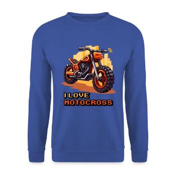 Motorrad Pixelkunst , Ich liebe Motocross - Unisex Pullover - Royalblau - Vorne - Alina (178cm) & Michal (187cm)