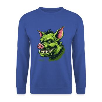 Green Goblin Pig - Unisex Sweatshirt - royal blue - Front - Alina (178cm) & Michal (187cm)