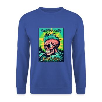 Berg Punk ist nicht tot: Totenkopf, Zombie-Punk - Unisex Pullover - Royalblau - Vorne - Alina (178cm) & Michal (187cm)