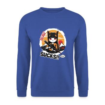 Anime Katze Fuchs Mädchen Krieg ist scheiße - Unisex Pullover - Royalblau - Vorne - Alina (178cm) & Michal (187cm)
