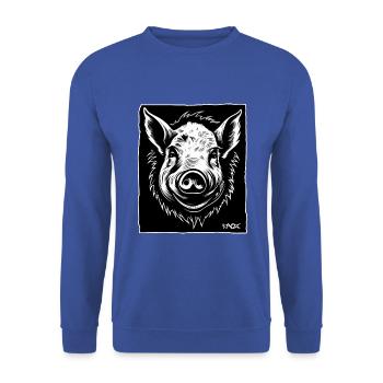 ein Schwein, eine Sau, ein Eber - Unisex Pullover - Royalblau - Vorne - Alina (178cm) & Michal (187cm)