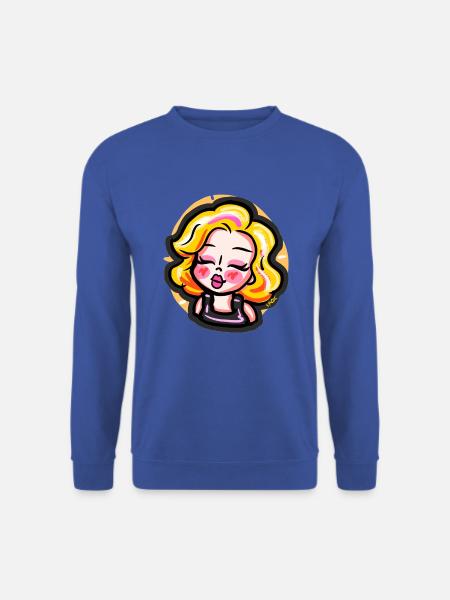 Blondes Cartoon-Mädchen im Comic-Stil - Unisex Pullover - Royalblau