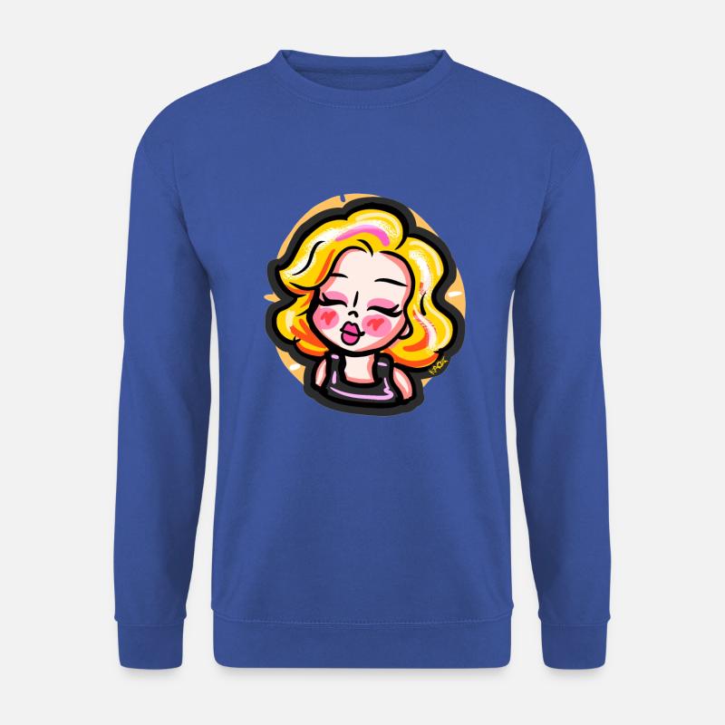 Blondes Cartoon-Mädchen im Comic-Stil - Unisex Pullover - Royalblau