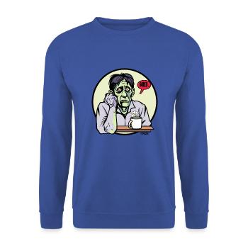 Bored zombie with coffee and flower - Unisex Sweatshirt - royal blue - Front - Alina (178cm) & Michal (187cm)