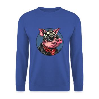 Motard Motard Motard Cochon - Sweat-shirt Unisexe - bleu royal - Devant - Alina (178cm) & Michal (187cm)