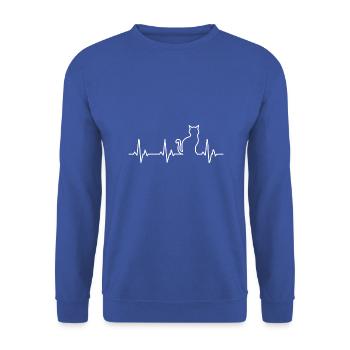Heartbeat cat - Unisex Pullover - Royalblau - Vorne - Alina (178cm) & Michal (187cm)