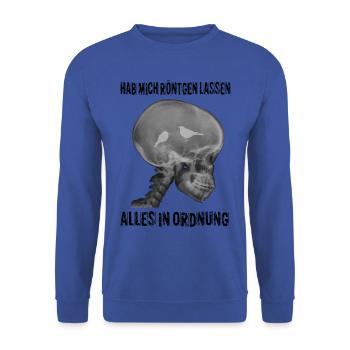 got me x-rayed bird in the head Funny - Unisex Sweatshirt - royal blue - Front - Alina (178cm) & Michal (187cm)