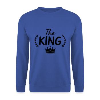 The king. Le roi. Pour le roi de la maison. - Sweat-shirt Unisexe - bleu royal - Devant - Alina (178cm) & Michal (187cm)