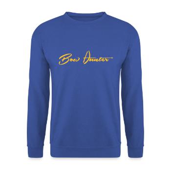 Bowhunter Schriftzug - Unisex Pullover - Royalblau - Vorne - Alina (178cm) & Michal (187cm)