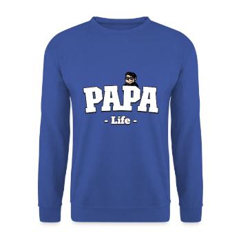 Papa life. Vie de papa - Sweat-shirt Unisexe - bleu royal - Devant - Alina (178cm) & Michal (187cm)