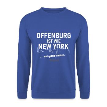Offenburg - Unisex Pullover - Royalblau - Vorne - Alina (178cm) & Michal (187cm)