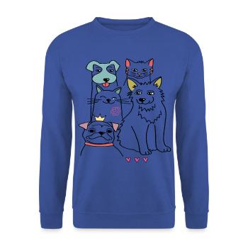 Good friends, dog and cat - Unisex Sweatshirt - royal blue - Front - Alina (178cm) & Michal (187cm)