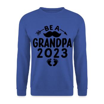 Werdender Opa 2023, 2023 werde ich Opa, 2023 Opa - Unisex Pullover - Royalblau - Vorne - Alina (178cm) & Michal (187cm)