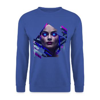 Demon Neon Göttin - Unisex Pullover - Royalblau - Vorne - Alina (178cm) & Michal (187cm)
