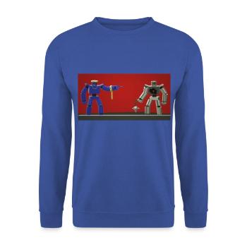 Silberne und blaue Roboter - Unisex Pullover - Royalblau - Vorne - Alina (178cm) & Michal (187cm)