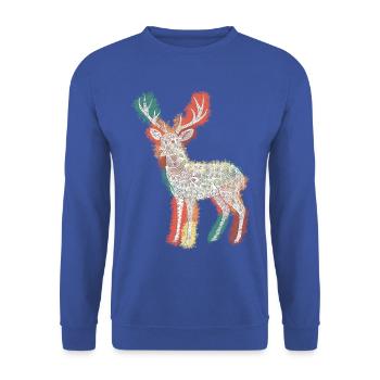 Zentangle-Rehbock - Unisex Pullover - Royalblau - Vorne - Alina (178cm) & Michal (187cm)