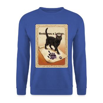 Ich habe dir einen Brief geschrieben, Katze - Unisex Pullover - Royalblau - Vorne - Alina (178cm) & Michal (187cm)