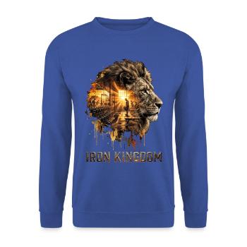 Iron Kingdom Lion Fitness - Unisex Pullover - Royalblau - Vorne - Alina (178cm) & Michal (187cm)