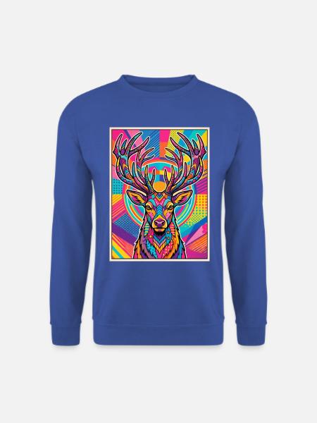Hirsch Neon Pop Art Kaleidoskop - Unisex Pullover - Royalblau