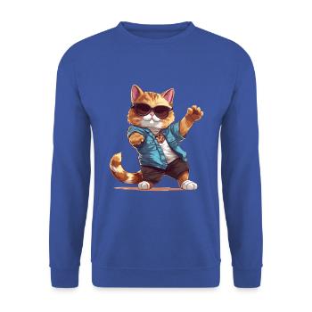 Dabbing Cat - Unisex Pullover - Royalblau - Vorne - Alina (178cm) & Michal (187cm)