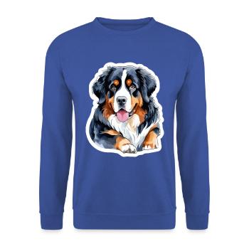 Berner Sennenhund Wasserfarben - Unisex Pullover - Royalblau - Vorne - Alina (178cm) & Michal (187cm)