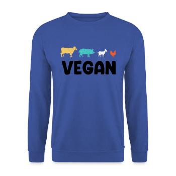 Vegan Tiere - Unisex Pullover - Royalblau - Vorne - Alina (178cm) & Michal (187cm)