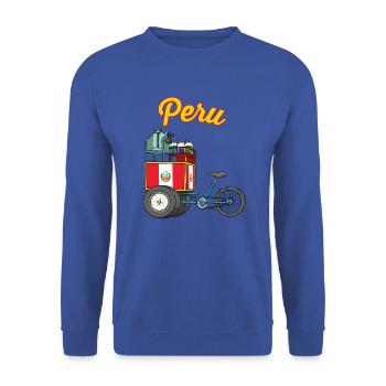 Peru Raspado design for Peruvians - Unisex Pullover - Royalblau - Vorne - Alina (178cm) & Michal (187cm)