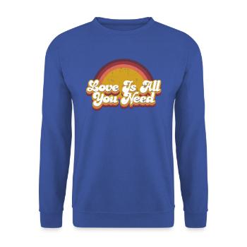 Love is All You Need - Unisex Pullover - Royalblau - Vorne - Alina (178cm) & Michal (187cm)