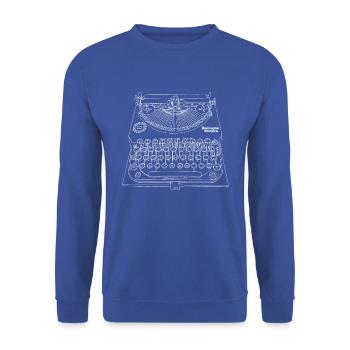 Remington Portable Shirt, Type Writer Font Tshirt, - Unisex Sweatshirt - royal blue - Front - Alina (178cm) & Michal (187cm)