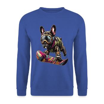 Französische Bulldogge, Snowboard - Unisex Pullover - Royalblau - Vorne - Alina (178cm) & Michal (187cm)