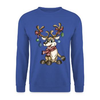 Reindeer Rudi version 2 - Unisex Sweatshirt - royal blue - Front - Alina (178cm) & Michal (187cm)