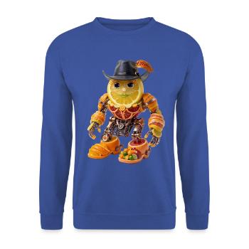 Zitrusroboter Steampunk-Frucht - Unisex Pullover - Royalblau - Vorne - Alina (178cm) & Michal (187cm)