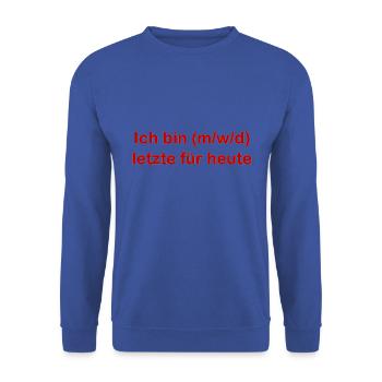 Letzte - Unisex Pullover - Royalblau - Vorne - Alina (178cm) & Michal (187cm)