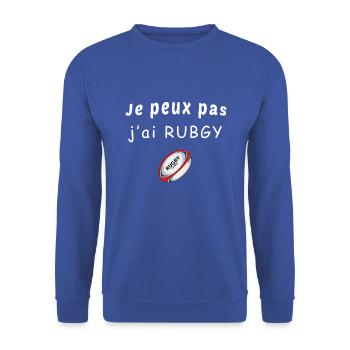 Je peux pas j'ai rugby - Sweat-shirt Unisexe - bleu royal - Devant - Alina (178cm) & Michal (187cm)