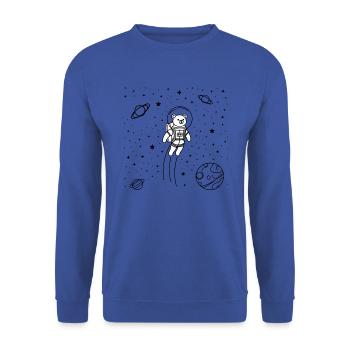 Ours astronaute dans la mer d’étoiles - L’ours étoilé - Sweat-shirt Unisexe - bleu royal - Devant - Alina (178cm) & Michal (187cm)