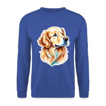 Golden Retriever Wasserfarben - Unisex Pullover - Royalblau - Vorne - Alina (178cm) & Michal (187cm)