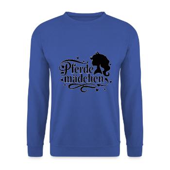 Pferdemädchen - Mädchen liebt Pferde - Unisex Pullover - Royalblau - Vorne - Alina (178cm) & Michal (187cm)