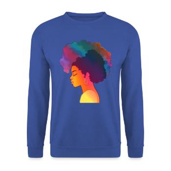 Gradient Afro Woman - Unisex Sweatshirt - royal blue - Front - Alina (178cm) & Michal (187cm)