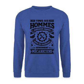 LES MEILLEURS HOMMES DEVIENNENT MÉCANICIENS - Sweat-shirt Unisexe - bleu royal - Devant - Alina (178cm) & Michal (187cm)