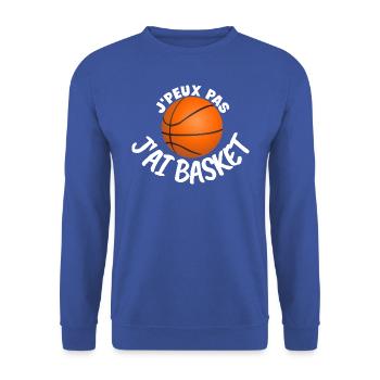 J'peux pas j'ai basket. Humour sur le basket - Sweat-shirt Unisexe - bleu royal - Devant - Alina (178cm) & Michal (187cm)
