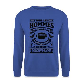LES MEILLEURS HOMMES DEVEINNENT RUGBYMANS - Sweat-shirt Unisexe - bleu royal - Devant - Alina (178cm) & Michal (187cm)